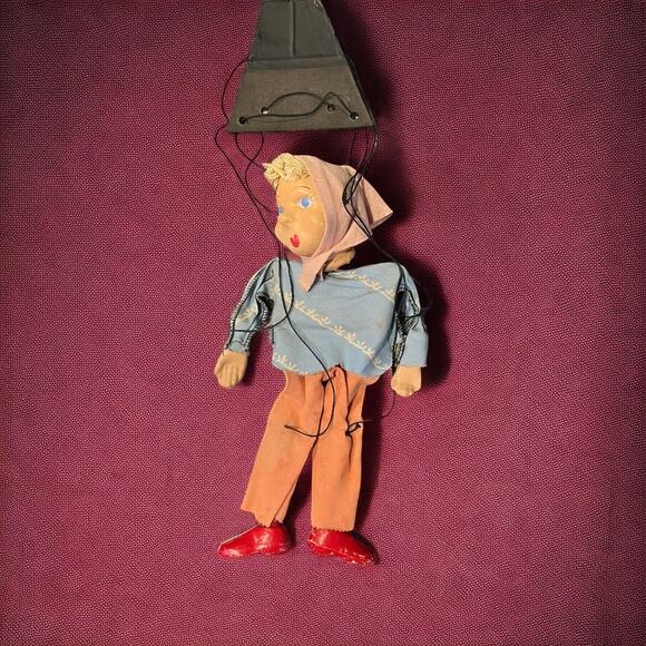 Vintage Folk Art Puppet-Marionette-Paper Mache-German Style Peasant Girl-Doll - Picture 6 of 9